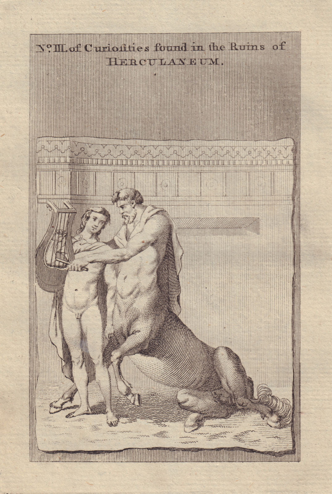 Curiosities found in the Ruins of Herculaneum. Centaur. Half man half horse 1773